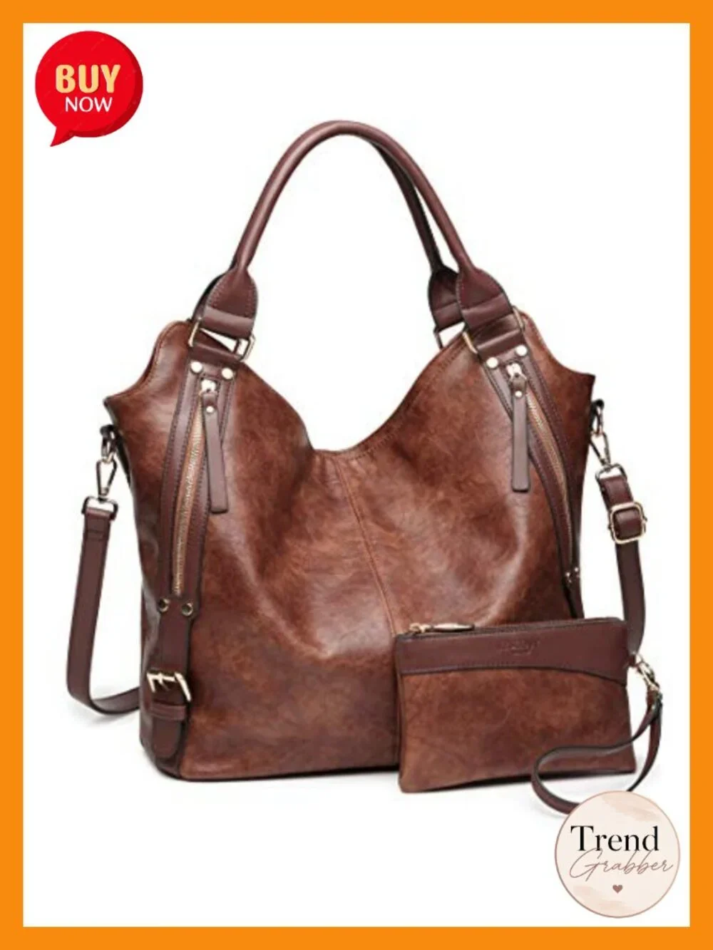 Women Tote Bag PU Leather Hobo Shoulder Bag with Adjustable Strap & Wallet